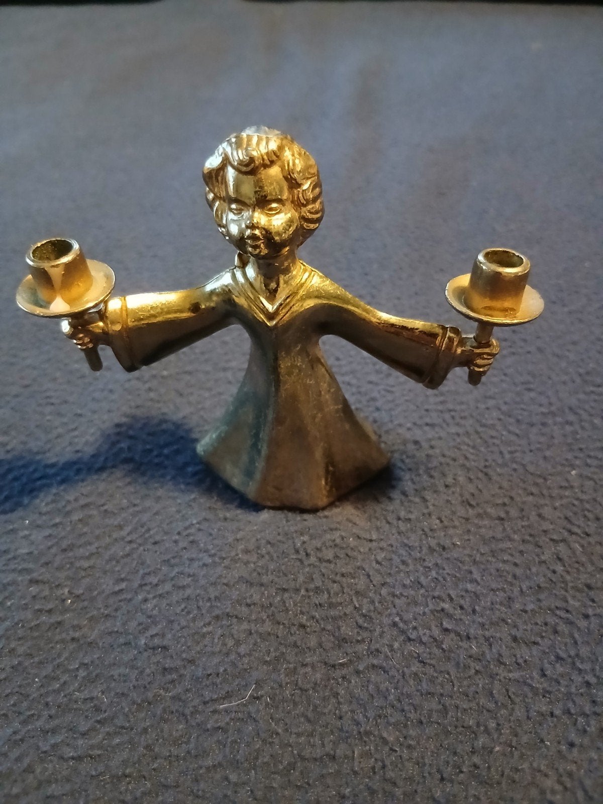 Vintage engeltje Kandelaar messing hoogte 7 cm, Diversen, Kerst, Ophalen of Verzenden
