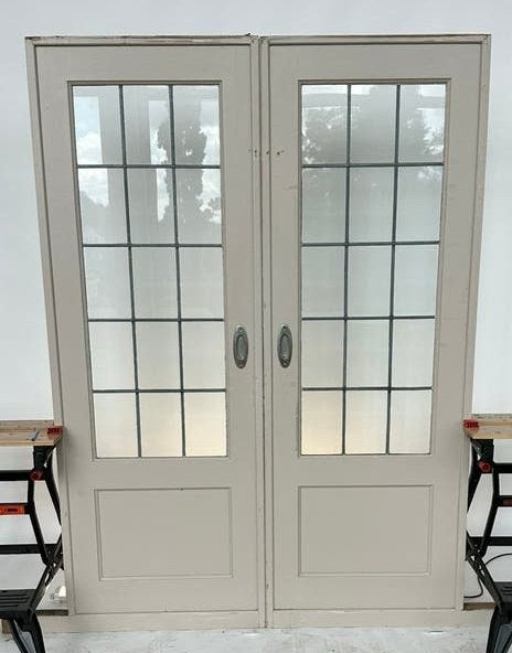 202,5x72,5 Set ensuite schuifdeuren met glas in lood, Ophalen, Gebruikt, 80 tot 100 cm, Binnendeur
