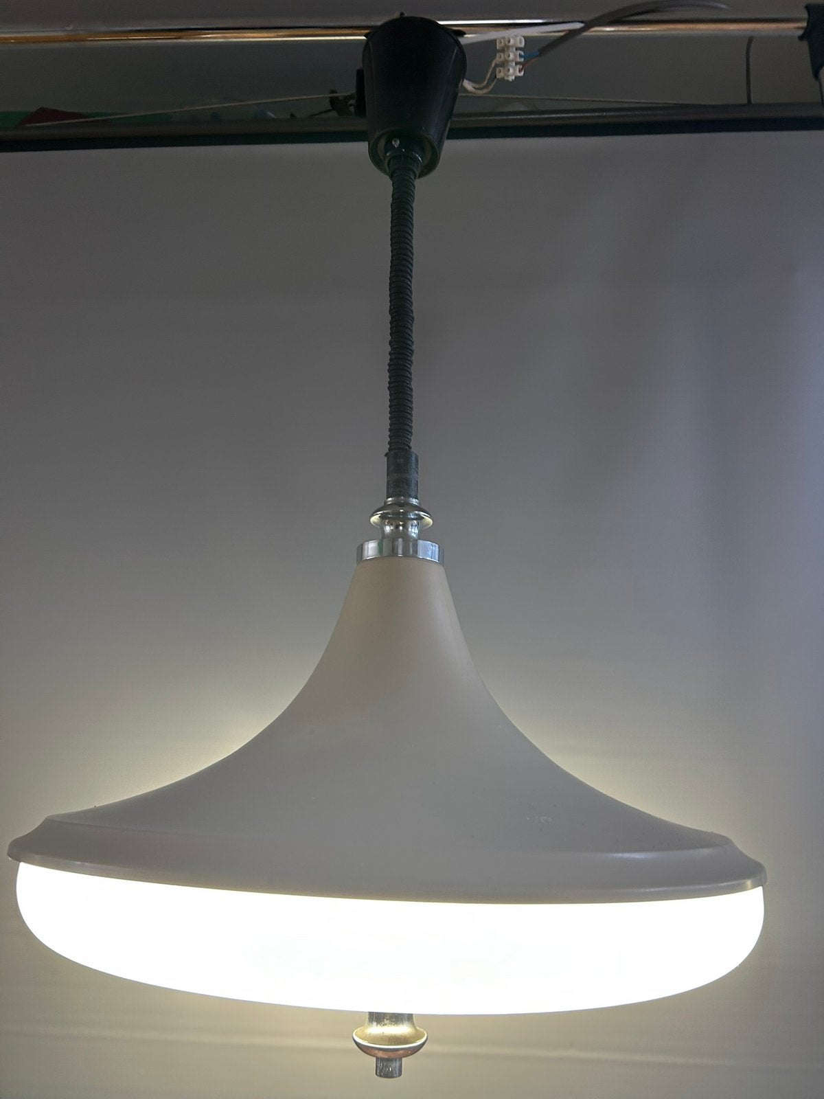 Space Age Pendellamp ||| Hanglamp ||| UFO, Glas, Gebruikt, Ophalen of Verzenden, Space Age UFO DANISH DESIGN