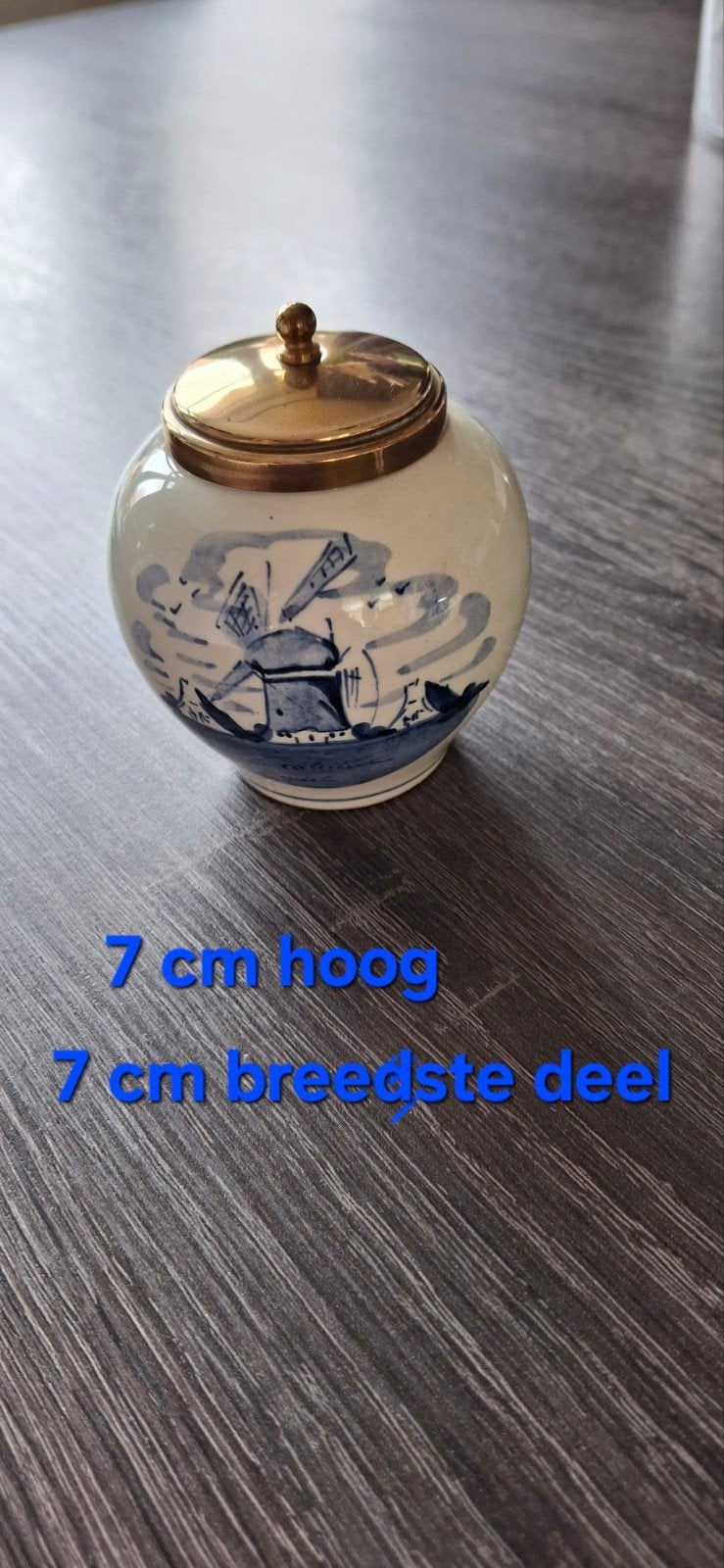 Delfts Blauw Potje met Deksel - Molen en Schip, Ophalen