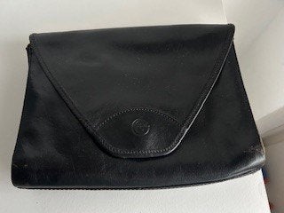 Zwart leren handtas envelop model, Ophalen of Verzenden, Gebruikt, Zwart, Handtas