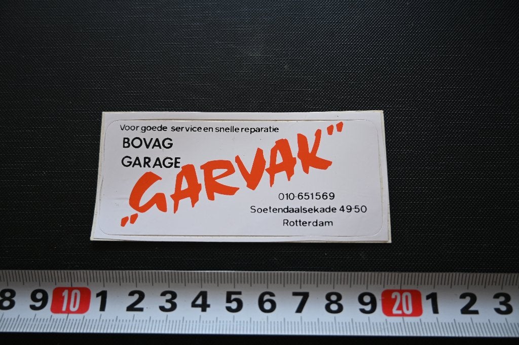 sticker rotterdam bovag garage GARVAK soetendaalsekade, Ophalen, Zo goed als nieuw
