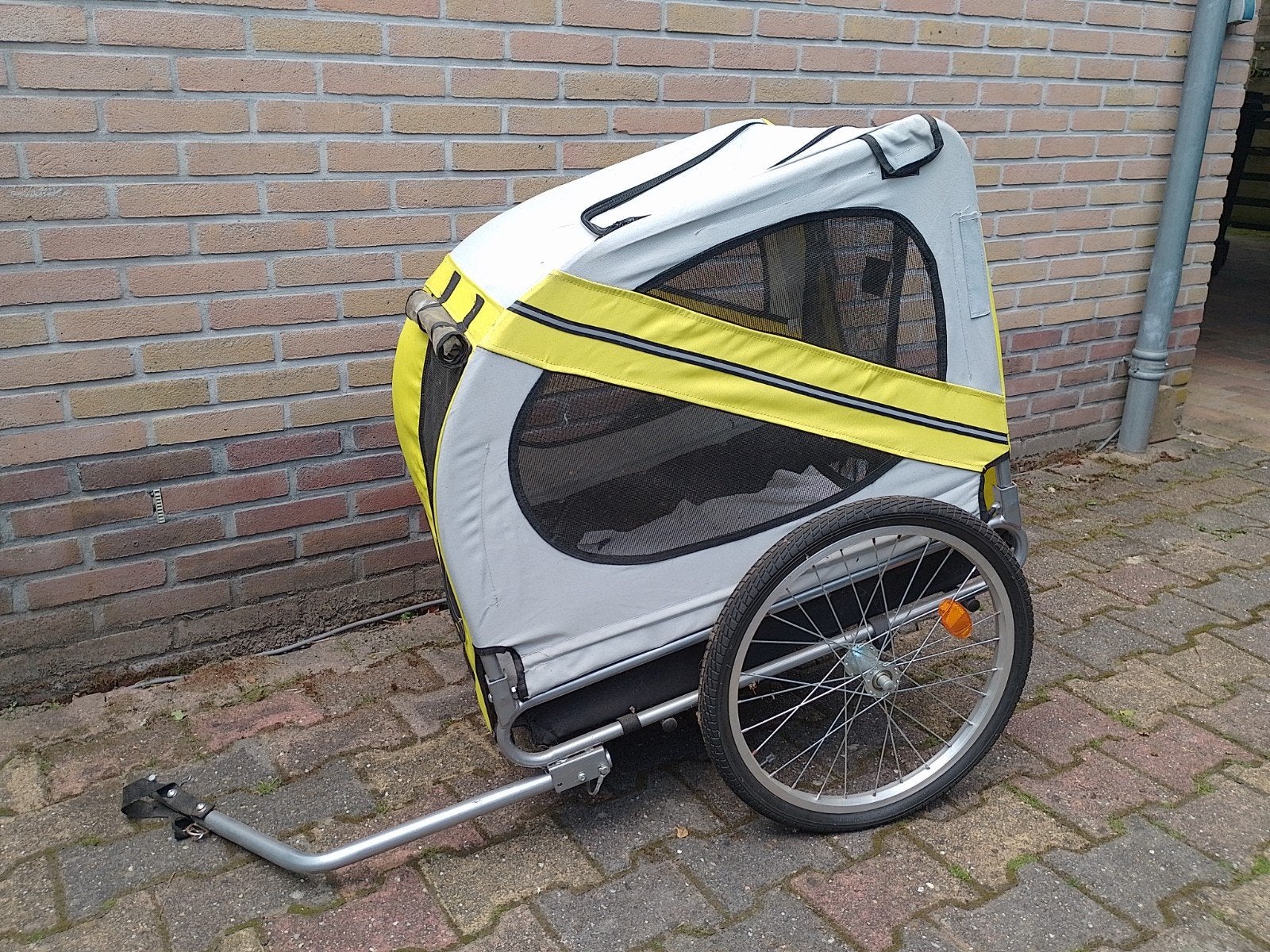 Hondenfietskar - Geel/Grijs, Ophalen, 20 tot 40 kg, Zo goed als nieuw, Hondenkar
