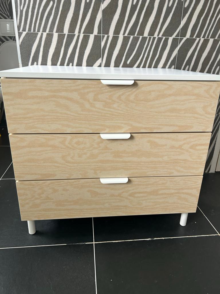 IKEA PLATSA Ladekast - 3 laden, wit/licht hout, Huis en Inrichting, Kasten | Ladekasten, Ophalen, Overige materialen, 50 tot 100 cm