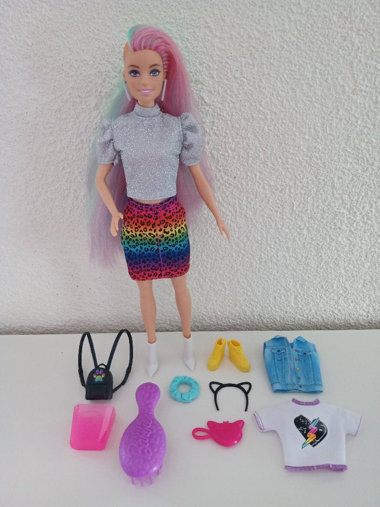Leopard Rainbow Hair Barbie GRN81, Ophalen of Verzenden, Zo goed als nieuw, Barbie