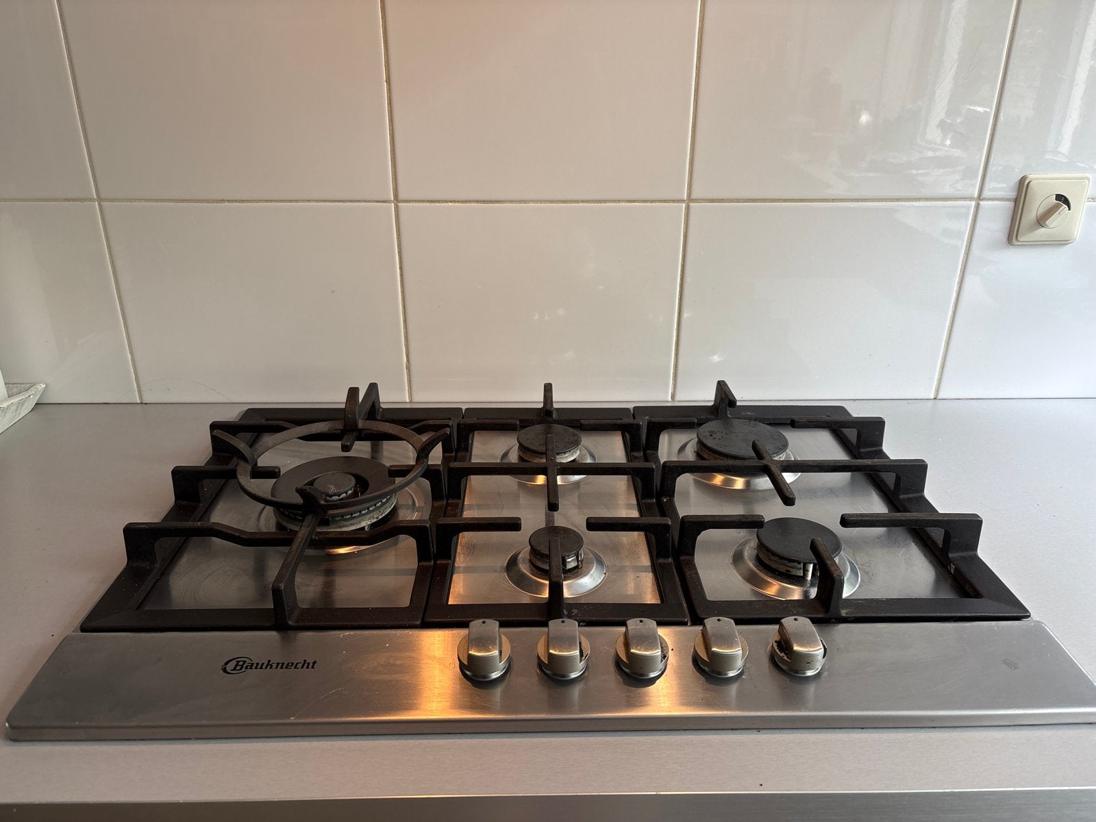 Bauknecht gasfornuis met 5 kookzones, Ophalen, Gebruikt, Inbouw, Gas
