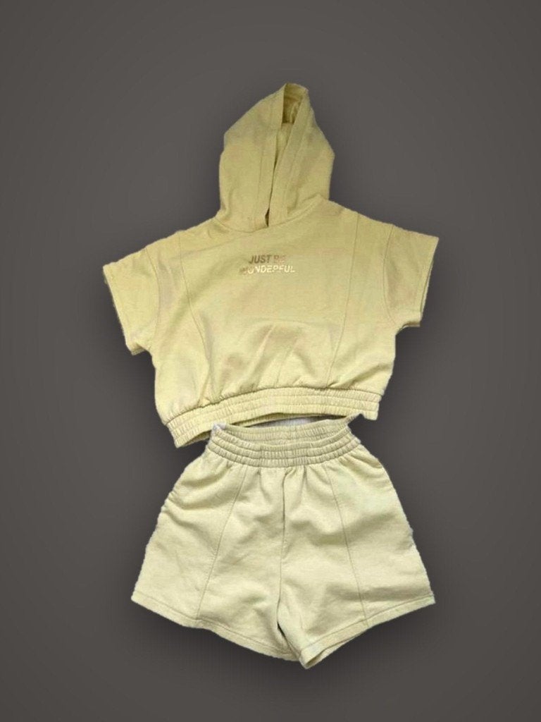Zara Gele set hoodie en korte broek 164, Ophalen of Verzenden, Zo goed als nieuw