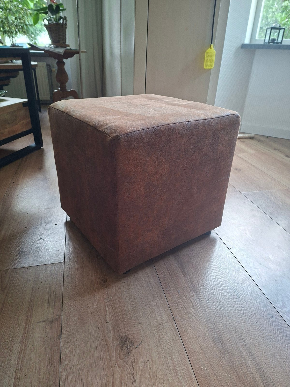 Bruine poef / hocker - 46x46x45cm, Ophalen, Minder dan 50 cm, Gebruikt, Vierkant