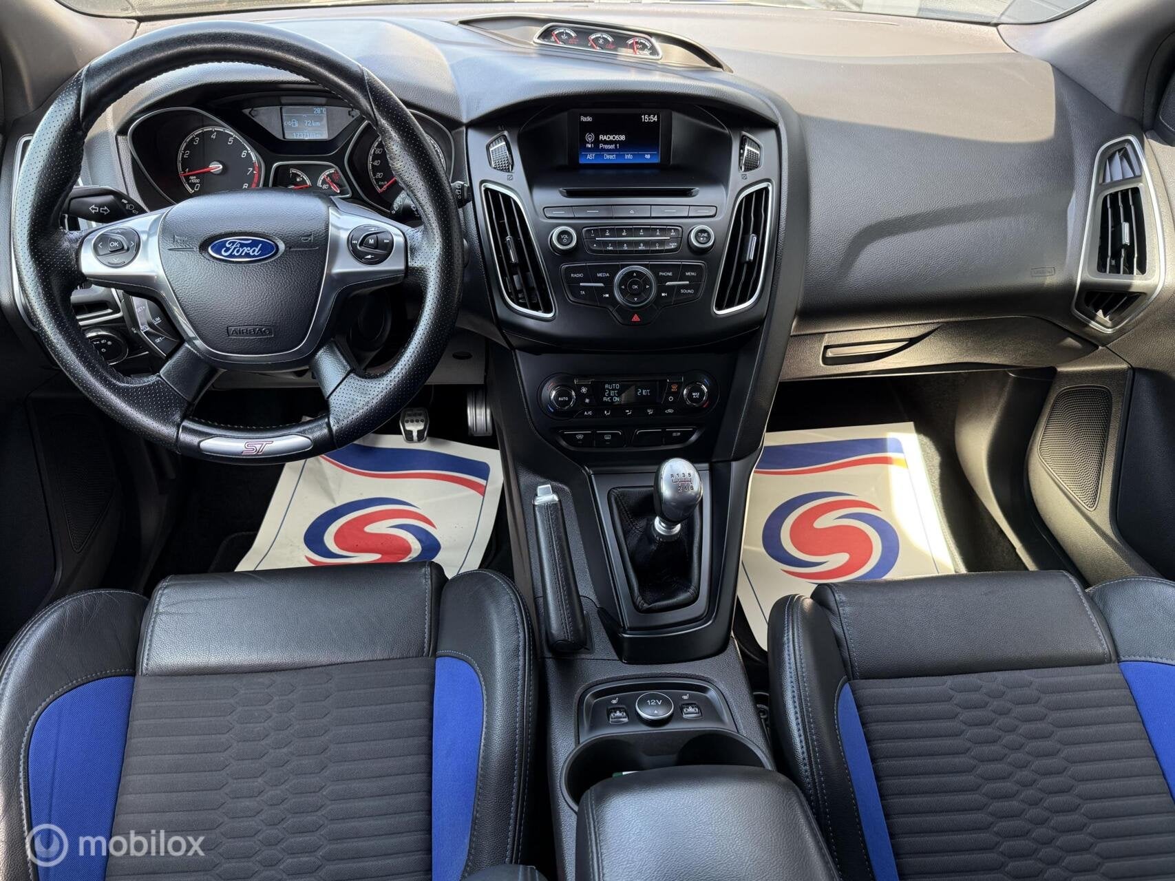 Ford Focus Wagon 2.0 EcoBoost ST-2 Stoelverw 19inch UNIEK!, Euro 5, Gebruikt, Blauw, Handgeschakeld