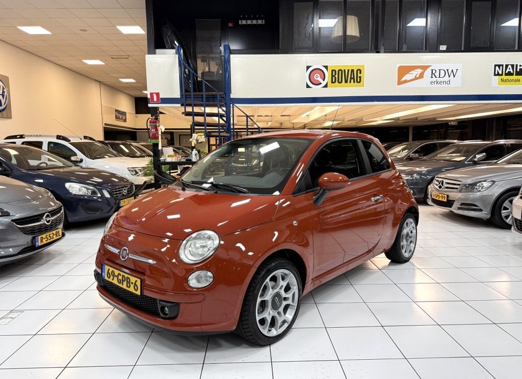 Fiat 500 1.2 Pop Bovag Garantie Airco (bj 2008), Gebruikt, 1242 cc, 840 kg, Leder en Stof