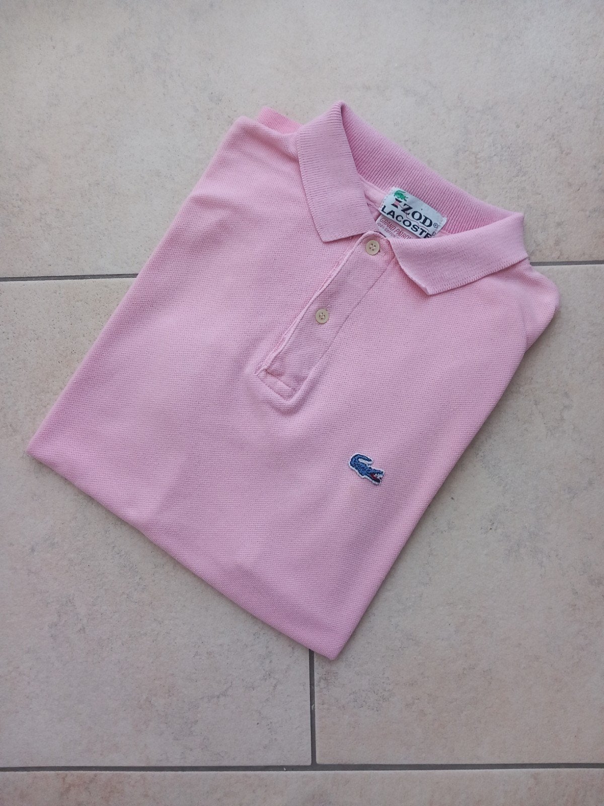 Vintage Izod Lacoste Polo Shirt Roze Maat M, Izod Lacoste, Roze, Gedragen, Verzenden