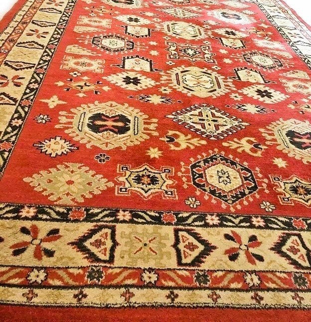 Grote Perzisch tapijt - Oosters vloerkleed wol kazak - rood, Gebruikt, 200 cm of meer, Ophalen of Verzenden, 200 cm of meer