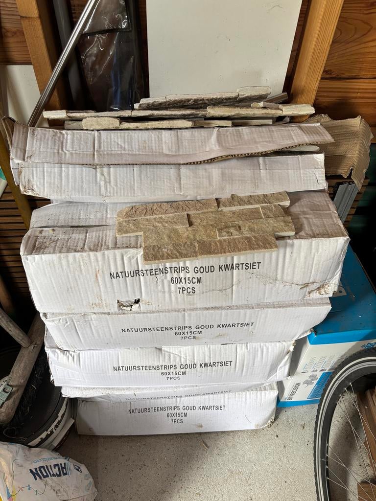 Natuursteenstrips Goud Kwartsiet 60x15cm, Ophalen, Wandtegels, Zo goed als nieuw, Overige materialen