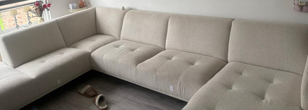 Hoekbank creme wit, Ophalen, Stof