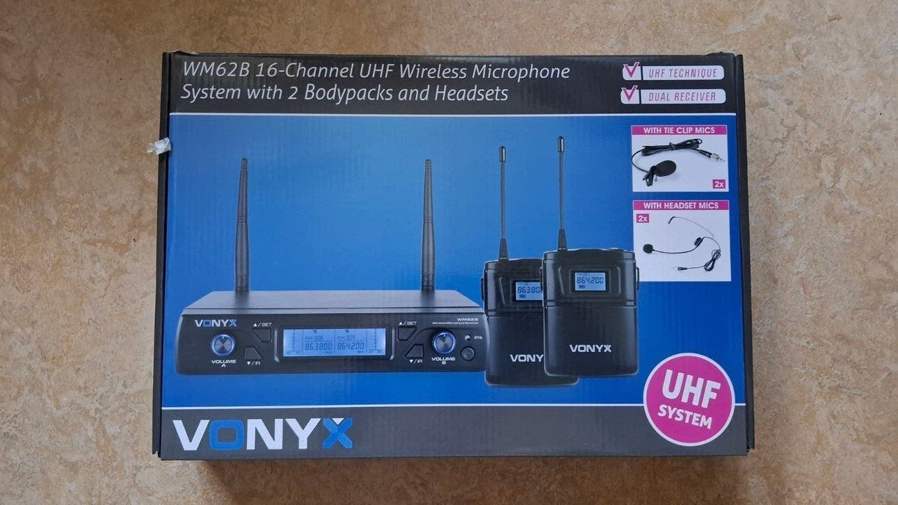 Vonyx WM62B 16-kanaals UHF draadloos microfoonsysteem, Ophalen of Verzenden, Nieuw, Zangmicrofoon, Draadloos
