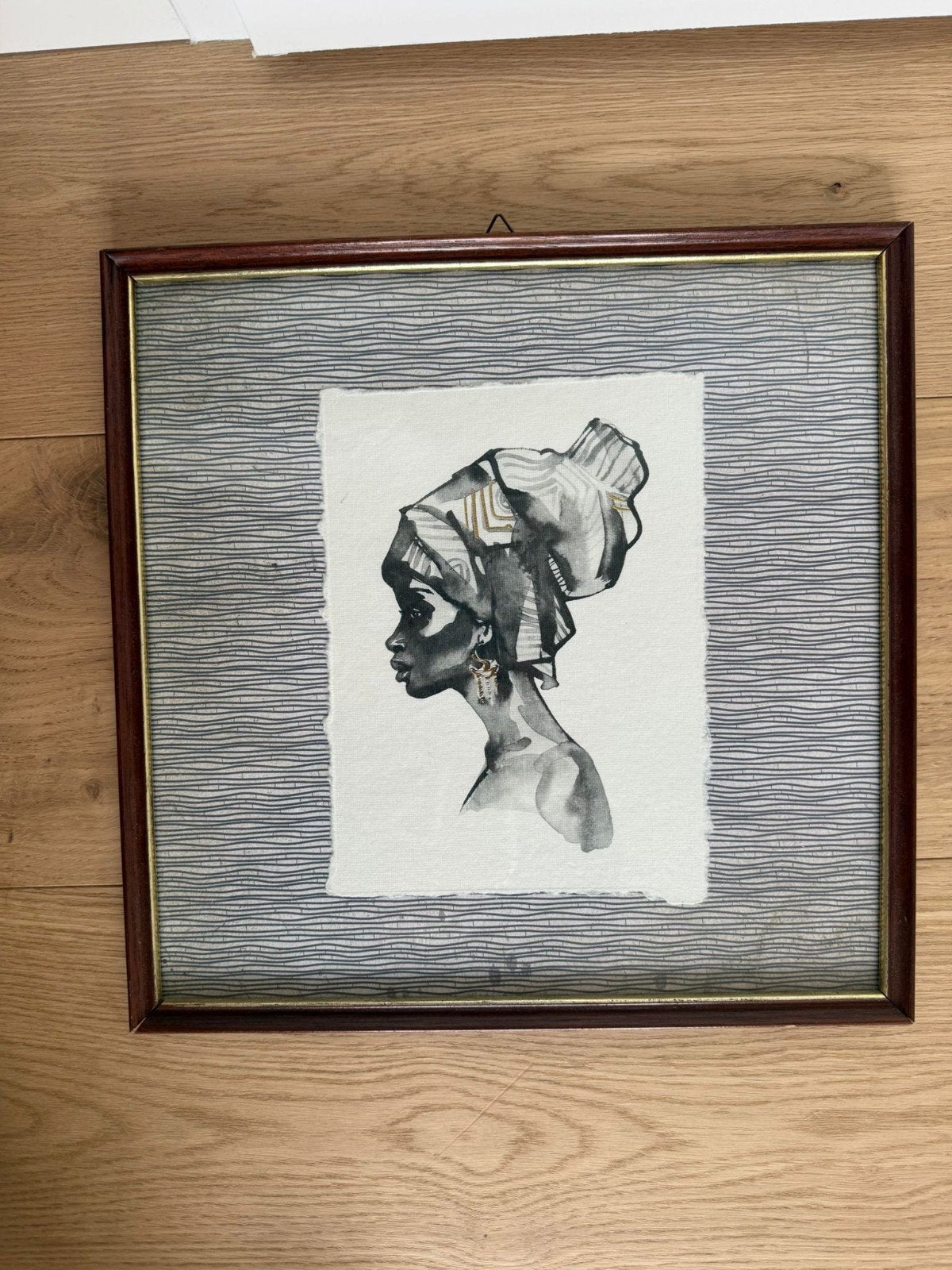 Lijst met mooie afbeelding, Bruin, Hangend, Zo goed als nieuw, Hout