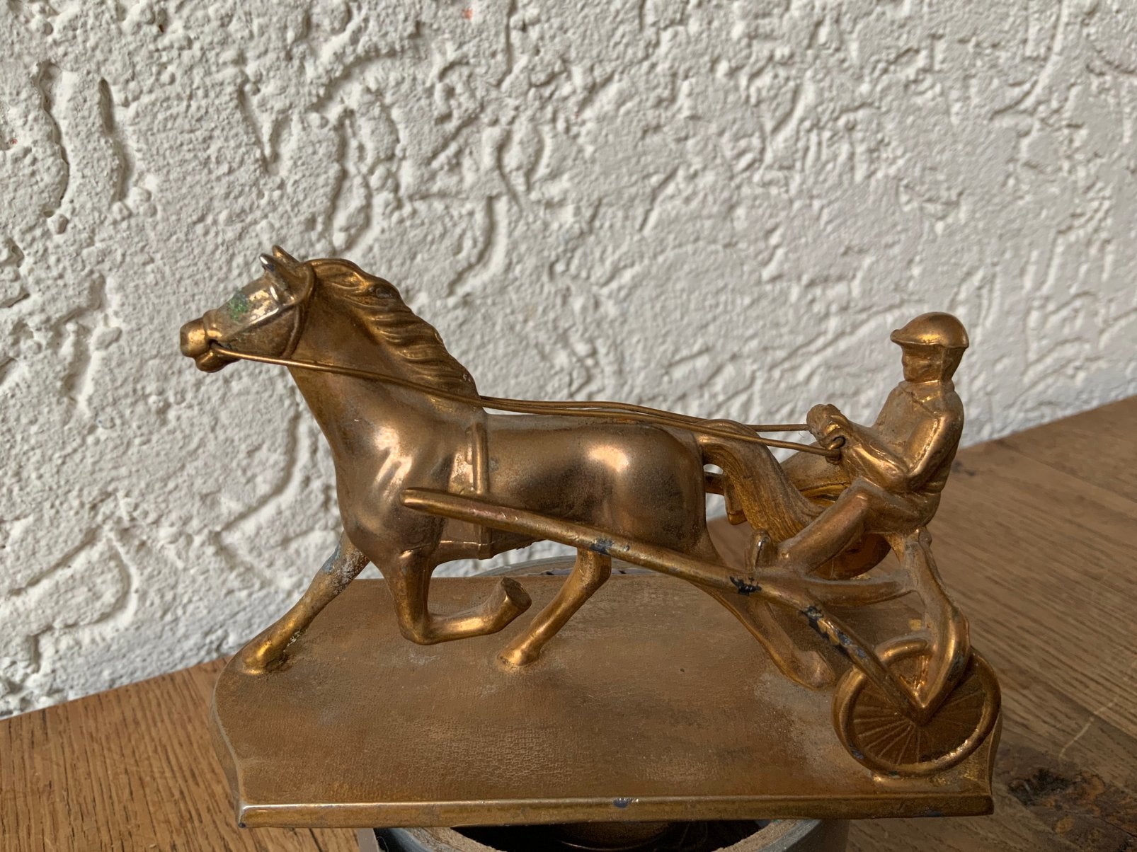 Vintage Massief Koperen / Bronzen Beeld Paardenrace, Ophalen of Verzenden