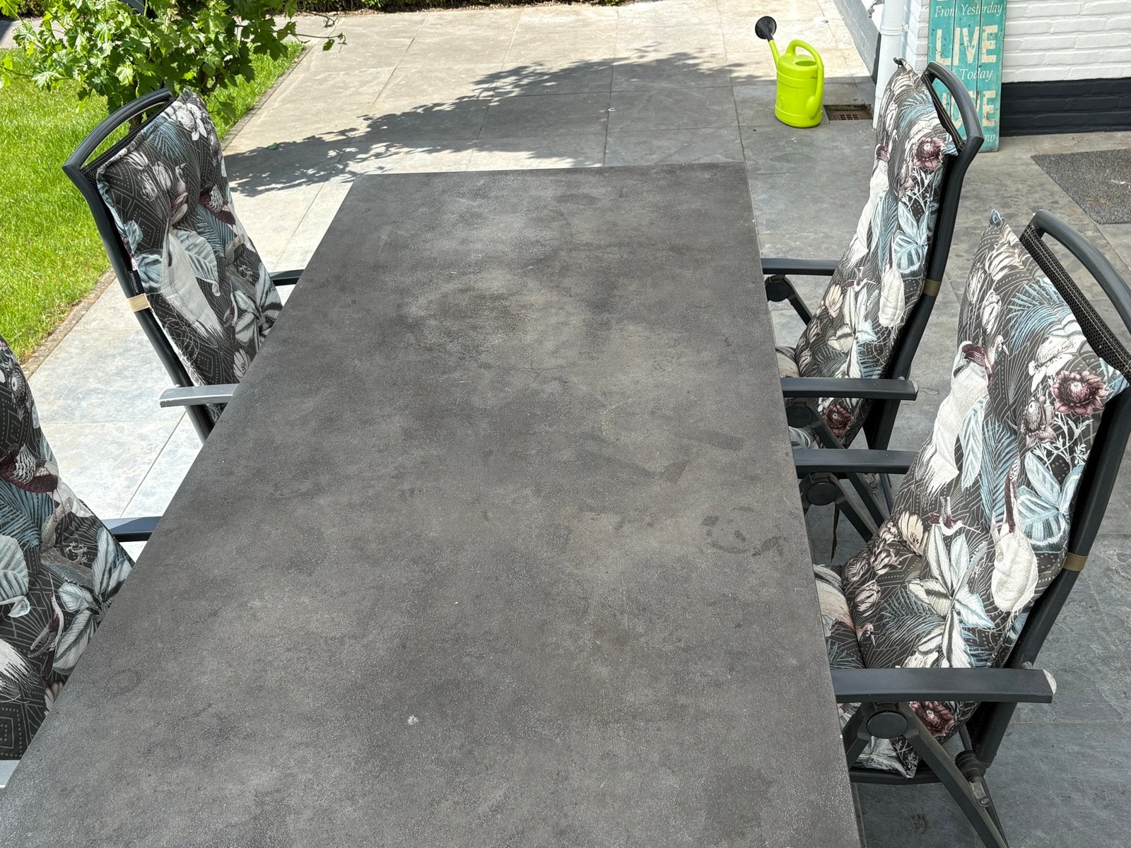 Tuinset voor 6 stoelen en tafel - gebruikt en in goede staat, Ophalen, Gebruikt, Eettafel, 6 zitplaatsen