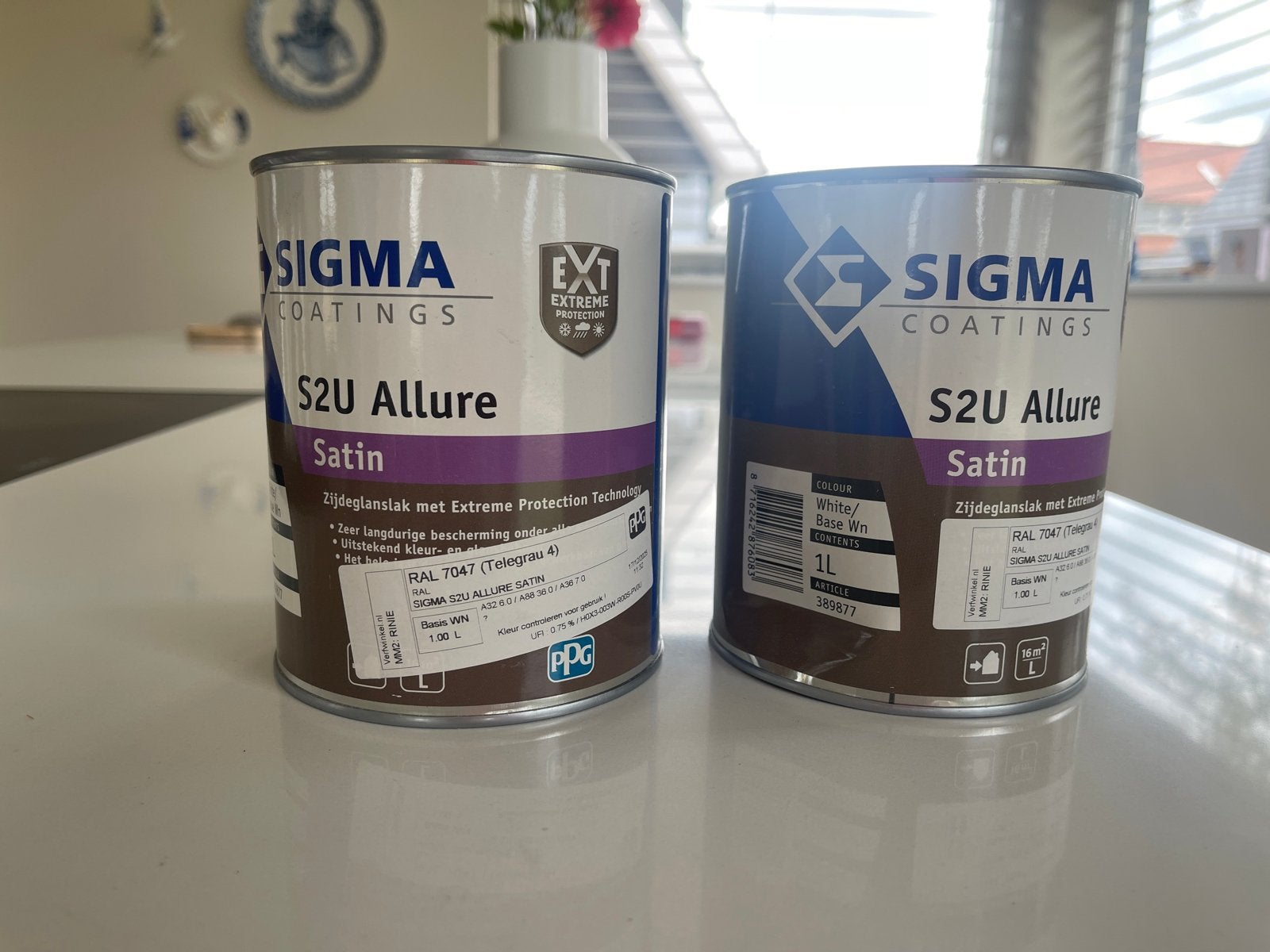 2x Sigma S2U Allure Satin RAL 7047 Telegrijs 1L - Nieuw, Ophalen, Nieuw, Overige typen