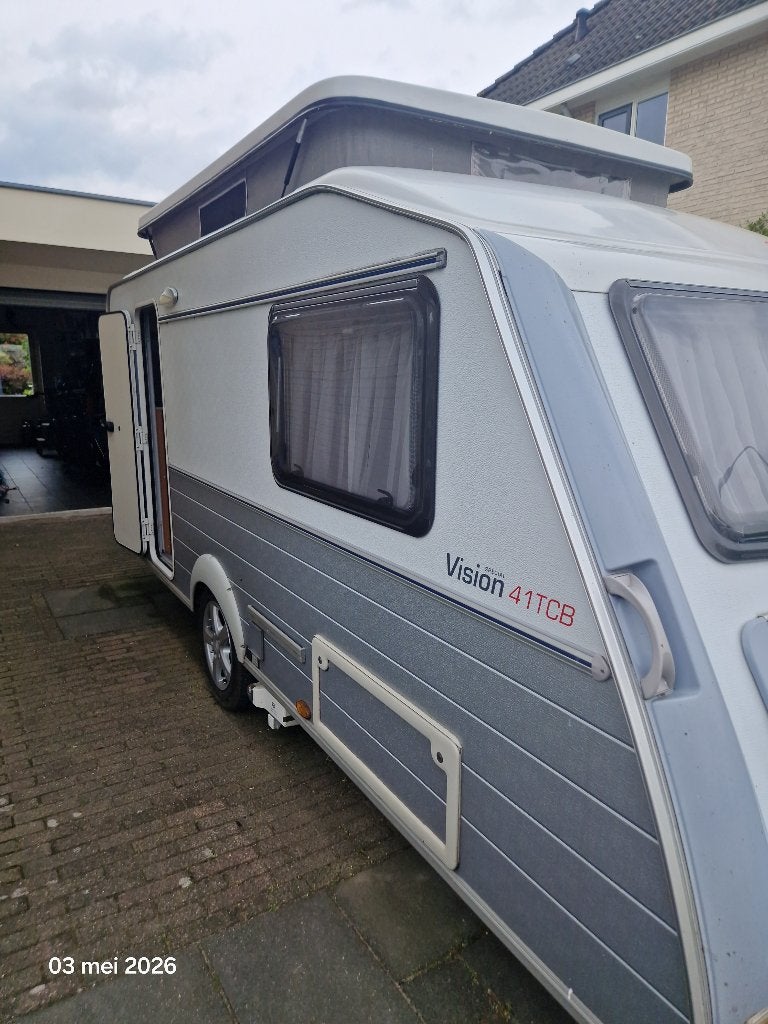 KIP 41TCB (2010) met fietsenrek+LIFT, mover en caravanhoes, Caravans en Kamperen, Standaardzit, 2 aparte bedden, Kip, Tot en met 2