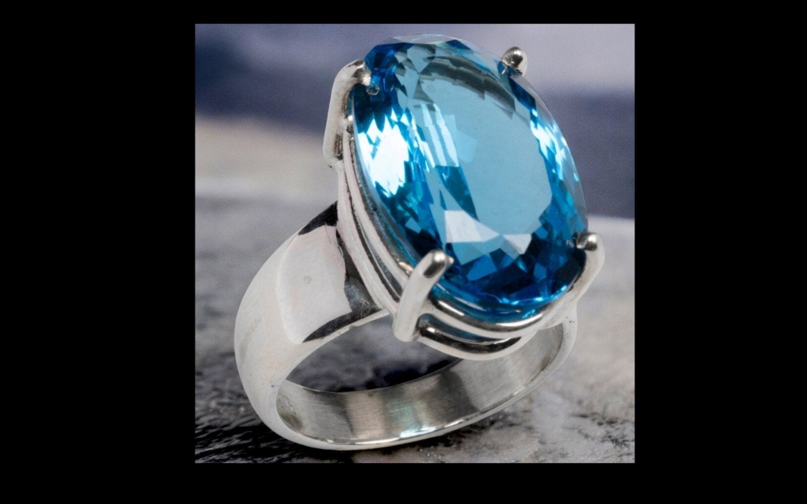 925 sterling zilveren met uitzonderlijk swiss blue topaas., Sieraden, Tassen en Uiterlijk, Ringen, Nieuw, 17 tot 18, Met edelsteen