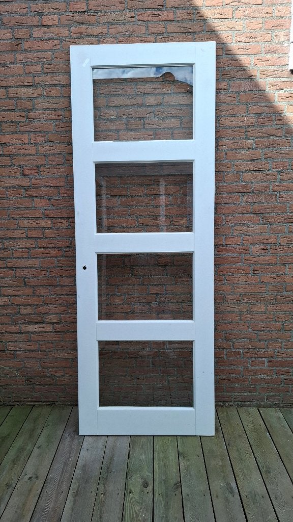 Binnendeur met glas, Doe-het-zelf en Verbouw, Deuren en Horren, Ophalen, Gebruikt, 80 tot 100 cm, 215 cm of meer