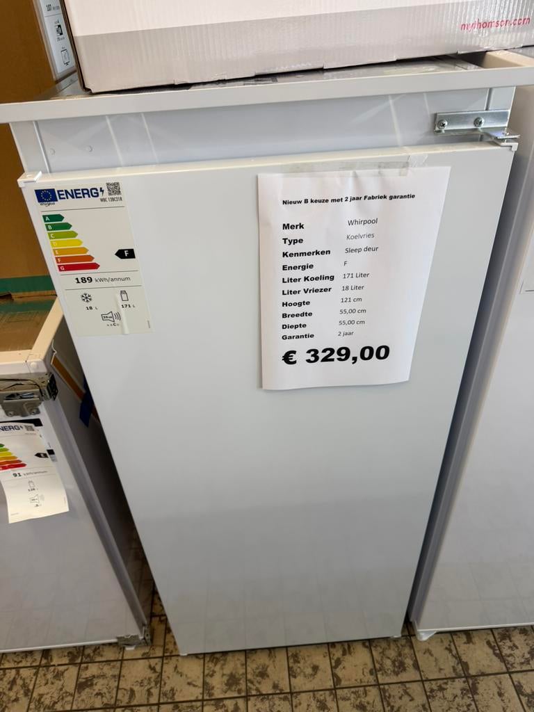Whirlpool koelvriescombinatie inbouw sleepdeur nieuw nis 121