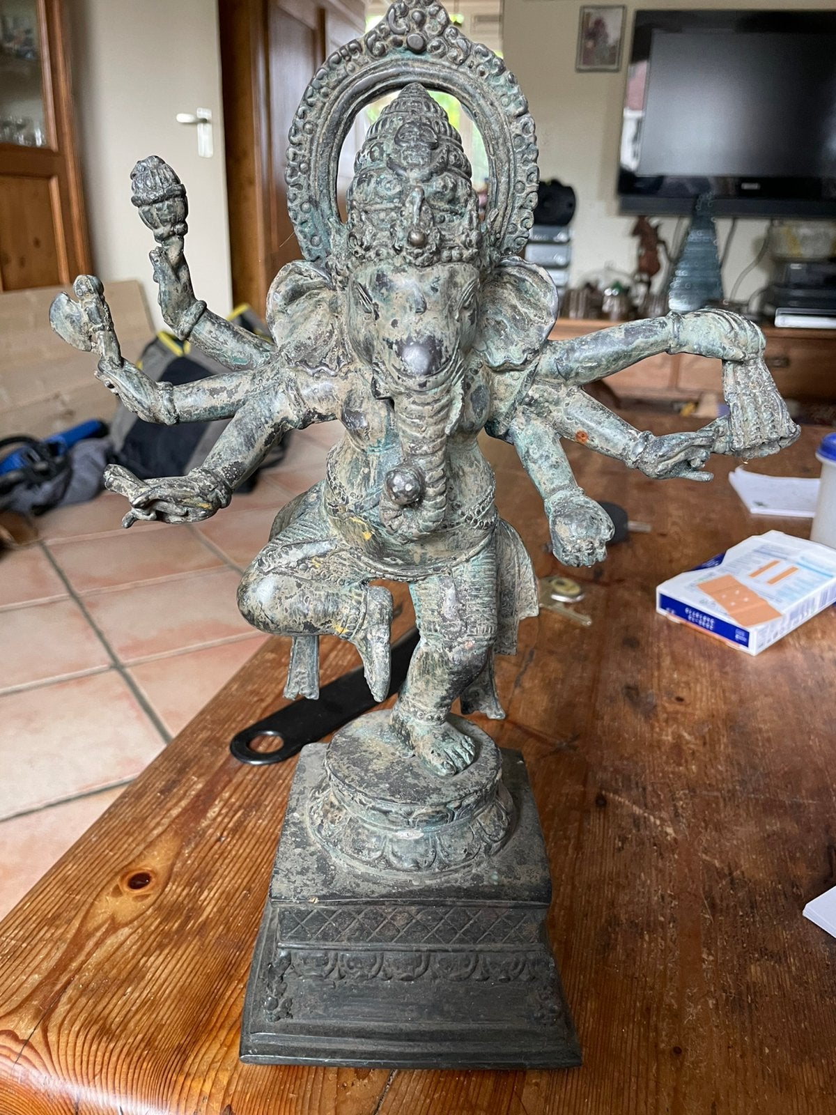 statue bronze Ganesh hindoegod, Huis en Inrichting, Woonaccessoires | Boeddhabeelden, Ophalen of Verzenden, Zo goed als nieuw
