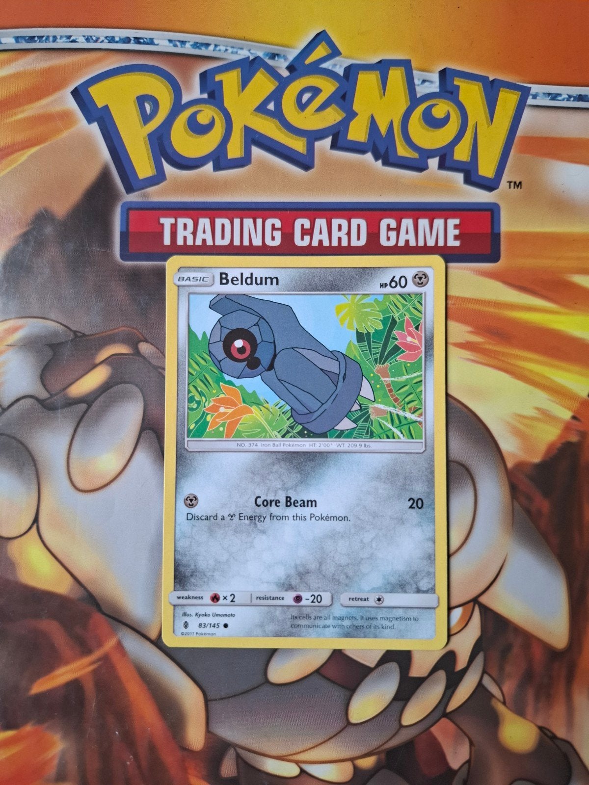 beldum 83/145 Sun&moon Guardians Rising pokemon kaart, Ophalen of Verzenden, Gebruikt, Losse kaart