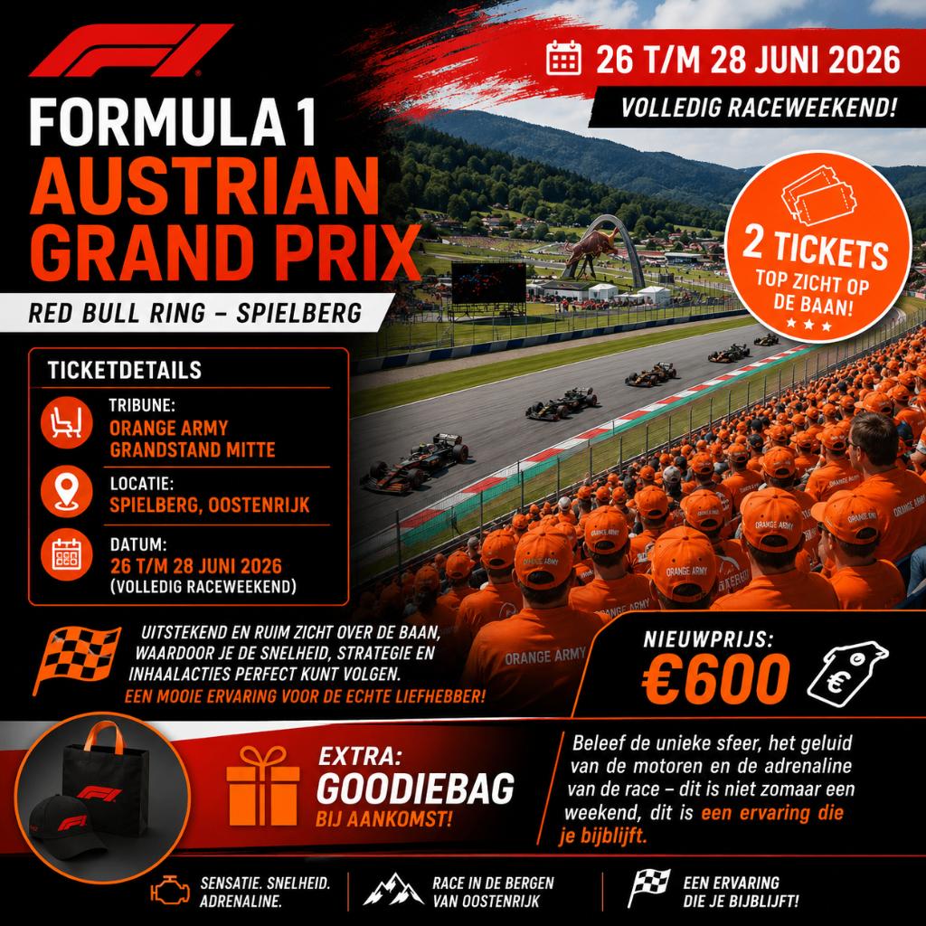 2x weekend ticket GP Oostenrijk, Tickets en Kaartjes, Twee personen, Meerdaags
