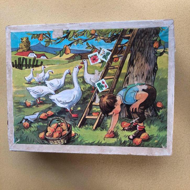 Puzzel, 12 blokken, 6 afbeeldingen, vintage, Verzenden, Zo goed als nieuw
