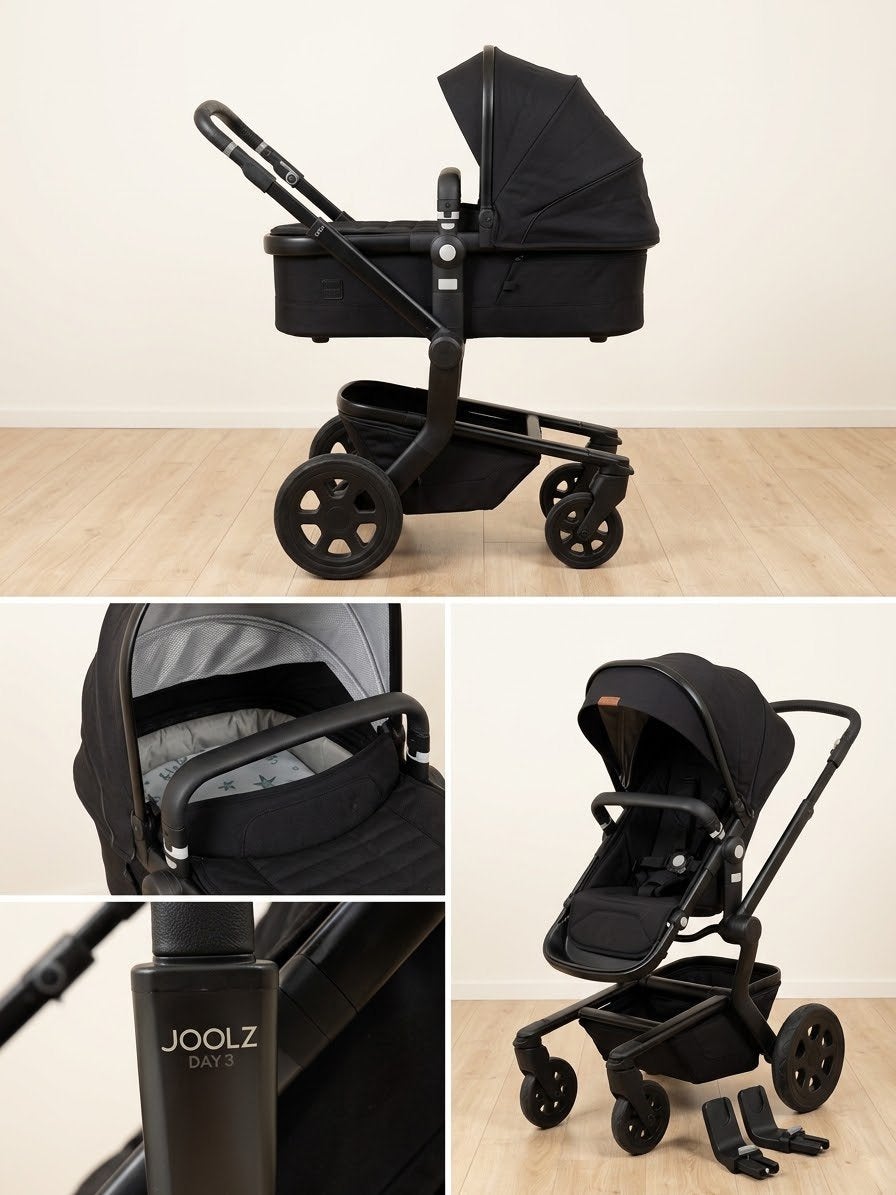 Joolz Day 3 Combi Kinderwagen Zwart - Compleet, Gebruikt, Combiwagen, Met reiswieg, Ophalen