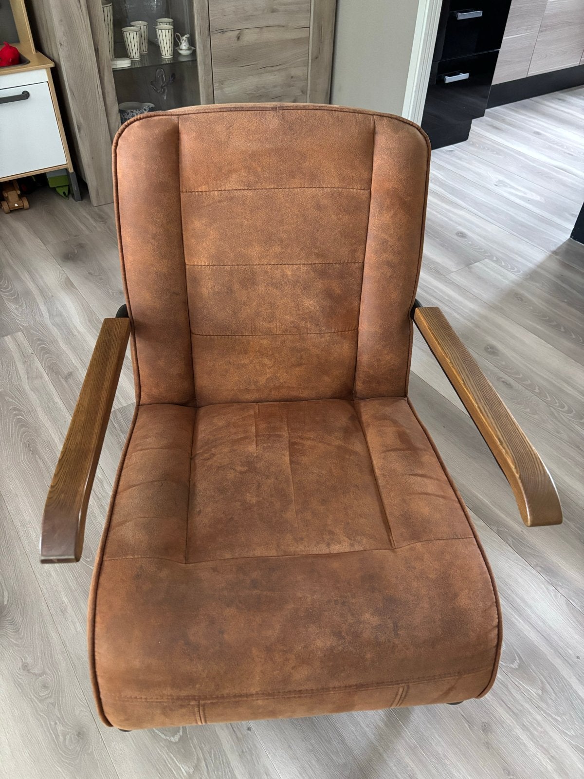 Fauteuil Ivar - stof - cognac, Ophalen, 75 tot 100 cm, Zo goed als nieuw, Stof
