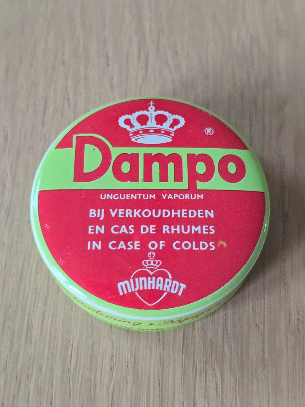 Blikje dampo unguentum vaporum - Mijnhardt €9, Ophalen of Verzenden, Zo goed als nieuw, Overige