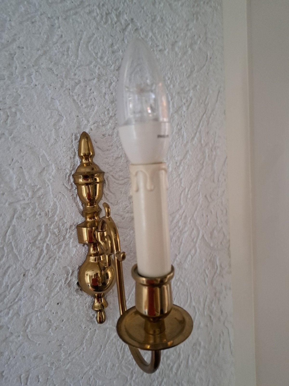 Wandlampjes Vintage Goudkleurig 3x, Dimbaar, Gebruikt, E14 (klein), Ophalen of Verzenden