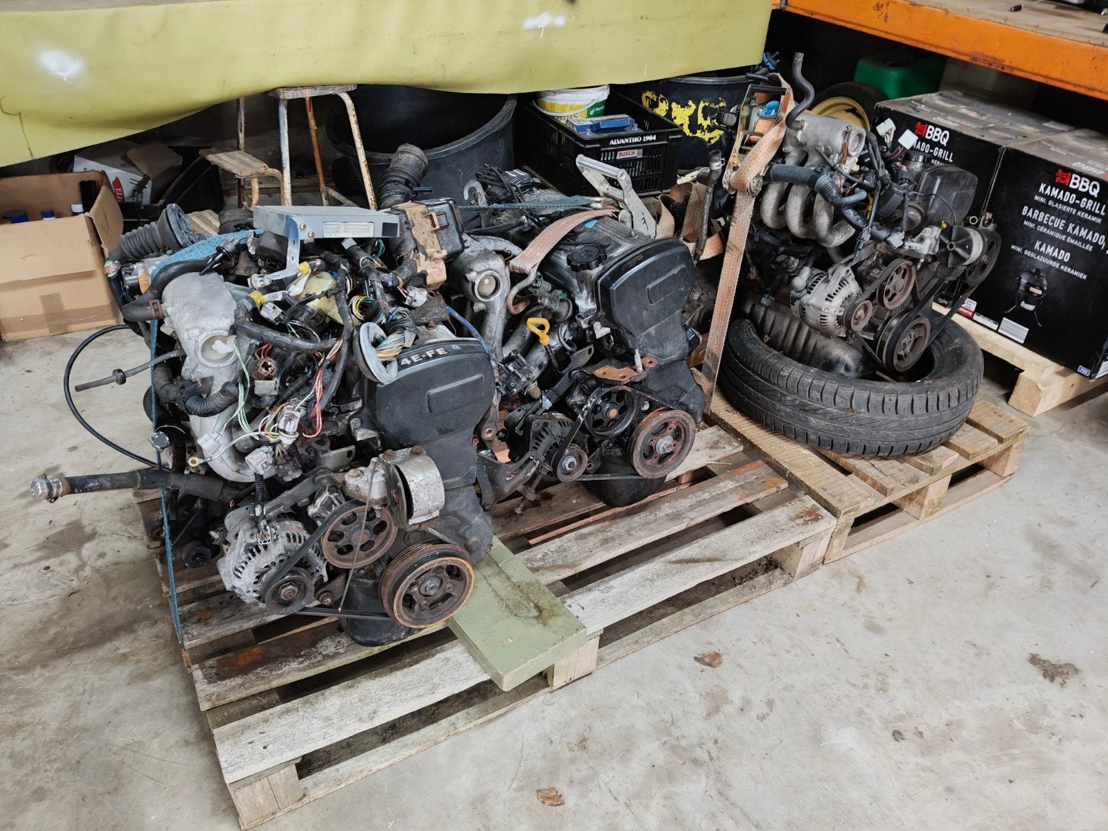 Toyota Starlet P9 4E-FE motoren/bakken/export, Auto-onderdelen, Motor en Toebehoren, Ophalen, Toyota