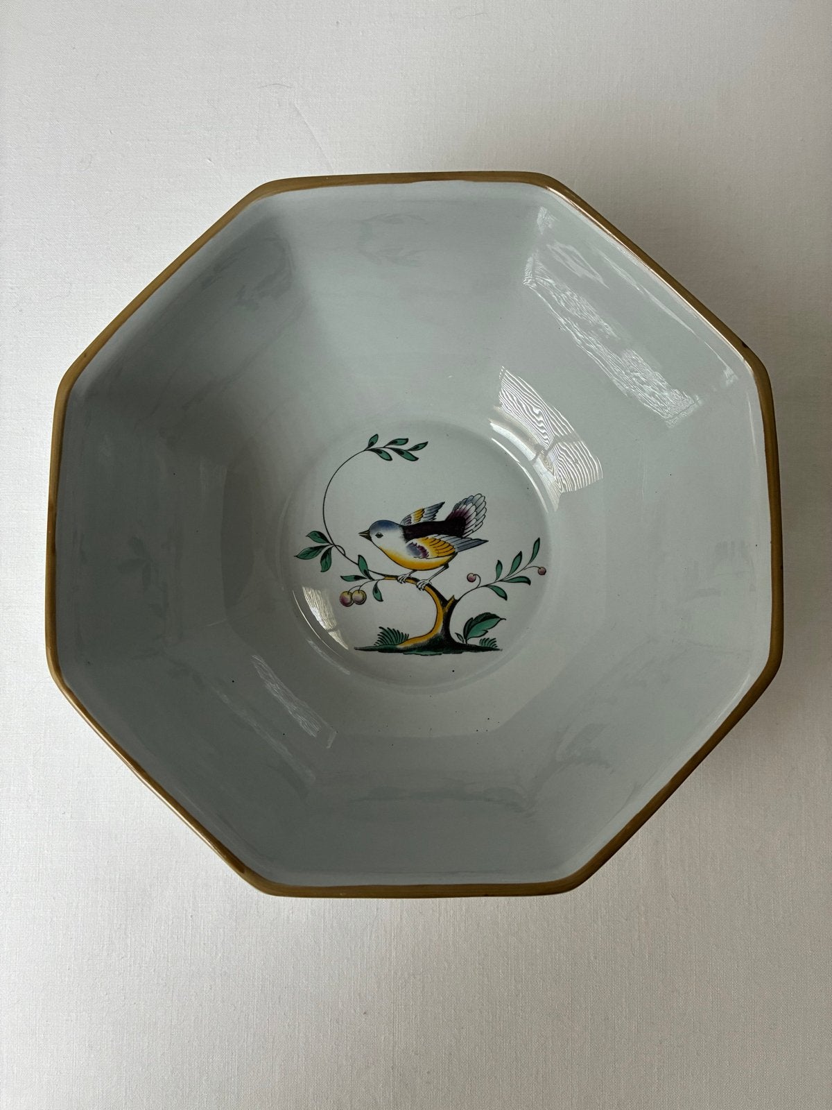 Spode Queen's Bird Kom - Octagonaal, Handgeschilderd, Antiek en Kunst, Ophalen of Verzenden