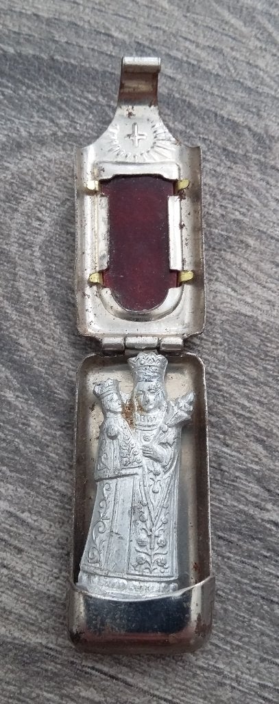 Om 1950 Bescherm Zakheilige Beurs Beeldje Kokertje Soldaat, Verzamelen, Nvt., Ophalen of Verzenden, Kunstobject, Nederland