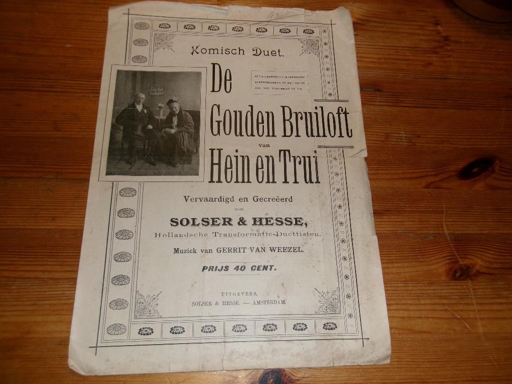 De gouden bruiloft van hein en trui - solser & hesse, Zang, Gebruikt, Ophalen of Verzenden, Artiest of Componist