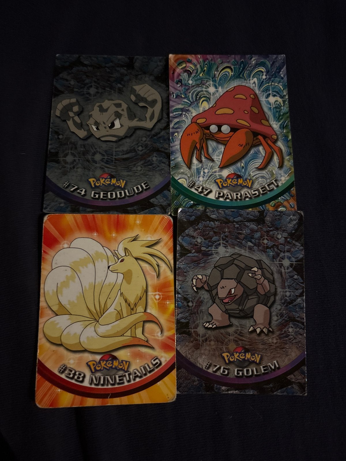 Pokémon kaarten: Geodude, Parasect, Ninetales, Golem, Ophalen, Gebruikt, Meerdere kaarten