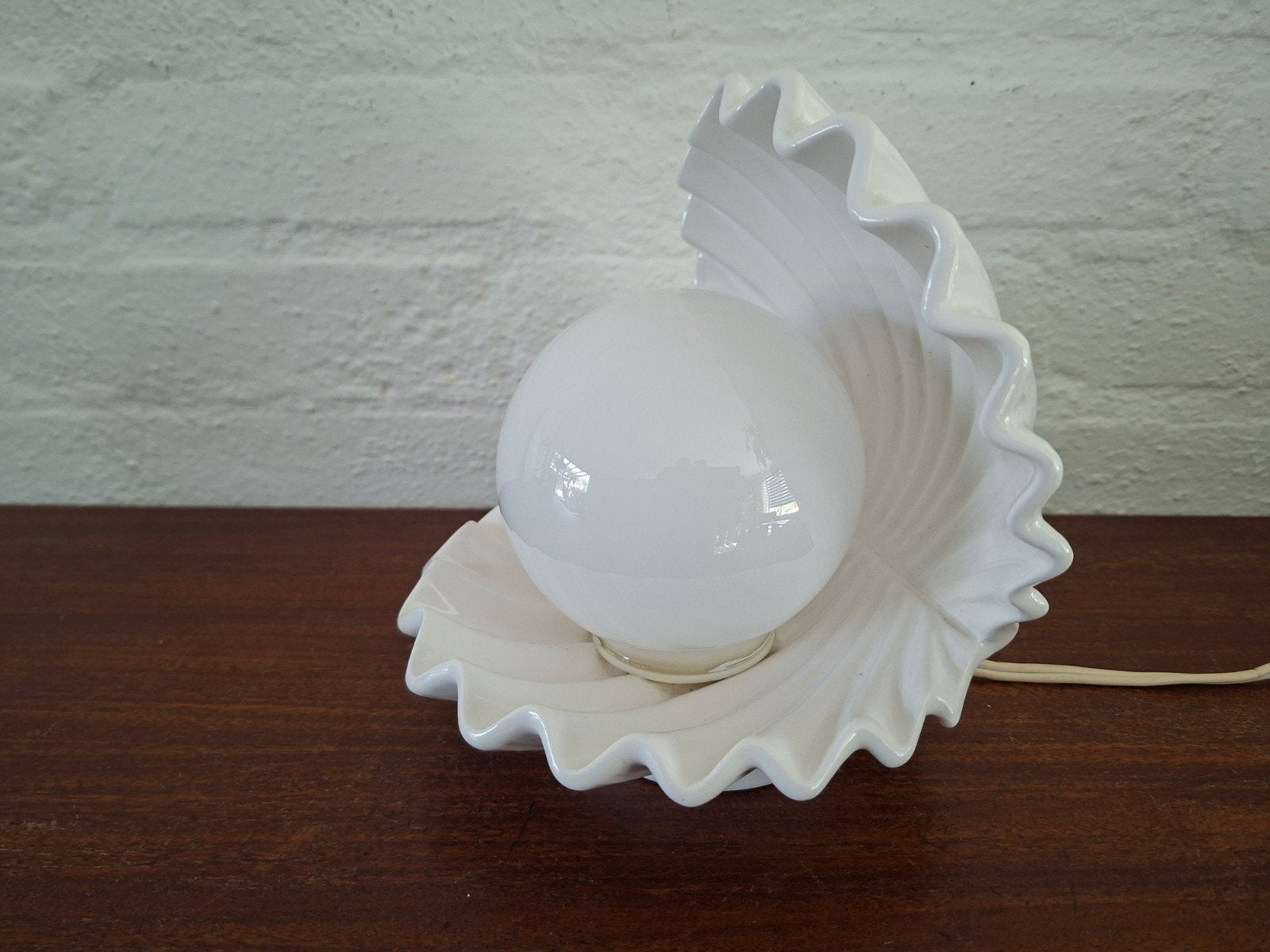 Vintage retro tafellamp schelplamp oesterlamp keramiek j 60., Ophalen of Verzenden, Huis en Inrichting