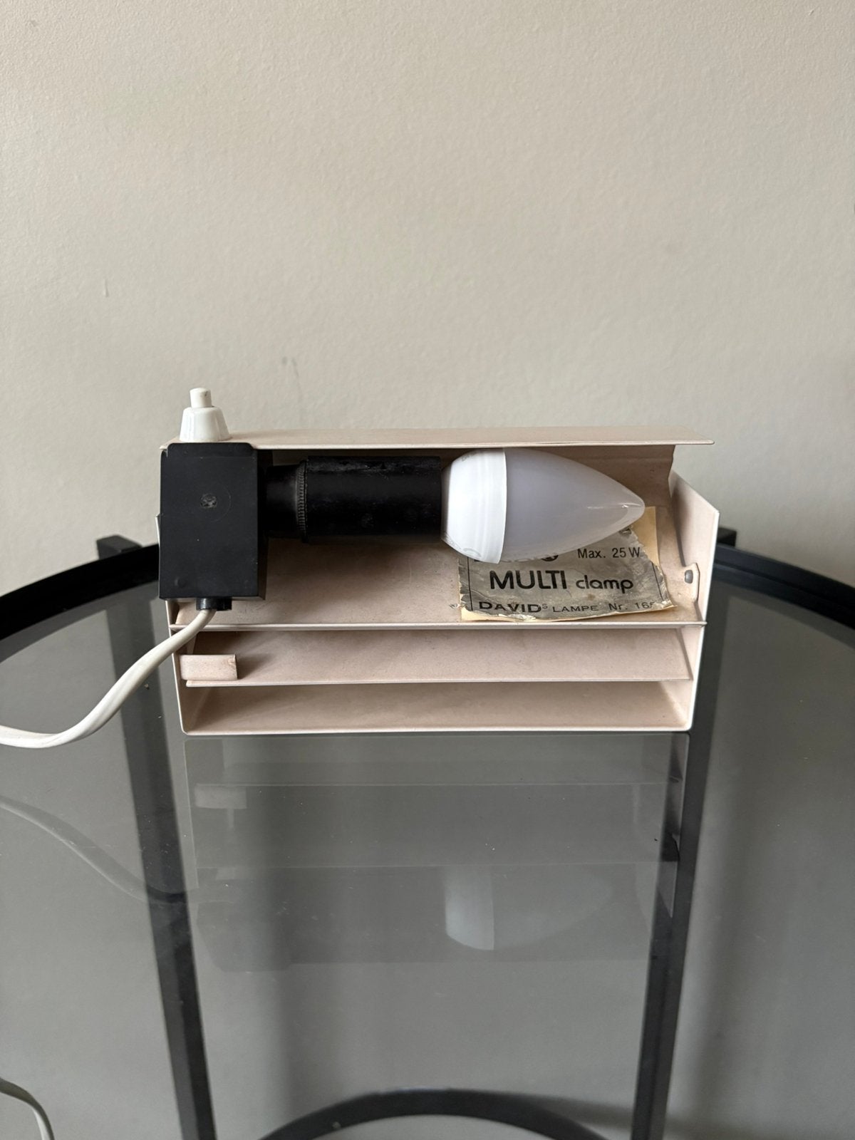 Vintage Davids Lampe Deens design klemlamp bedlamp Jaren 60, Beige, Verstelbaar, Ophalen of Verzenden, Zo goed als nieuw