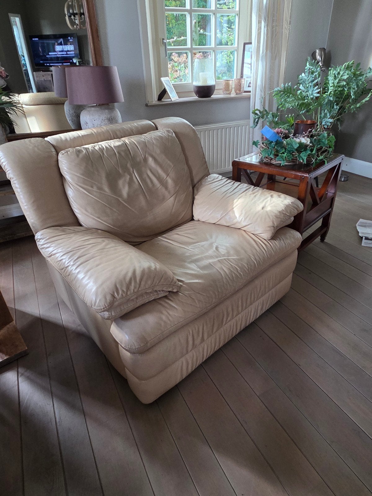 Natuzzi  fauteuil 1 meter breed 1 meter diep, Ophalen, Gebruikt, Eenpersoons, 100 tot 125 cm