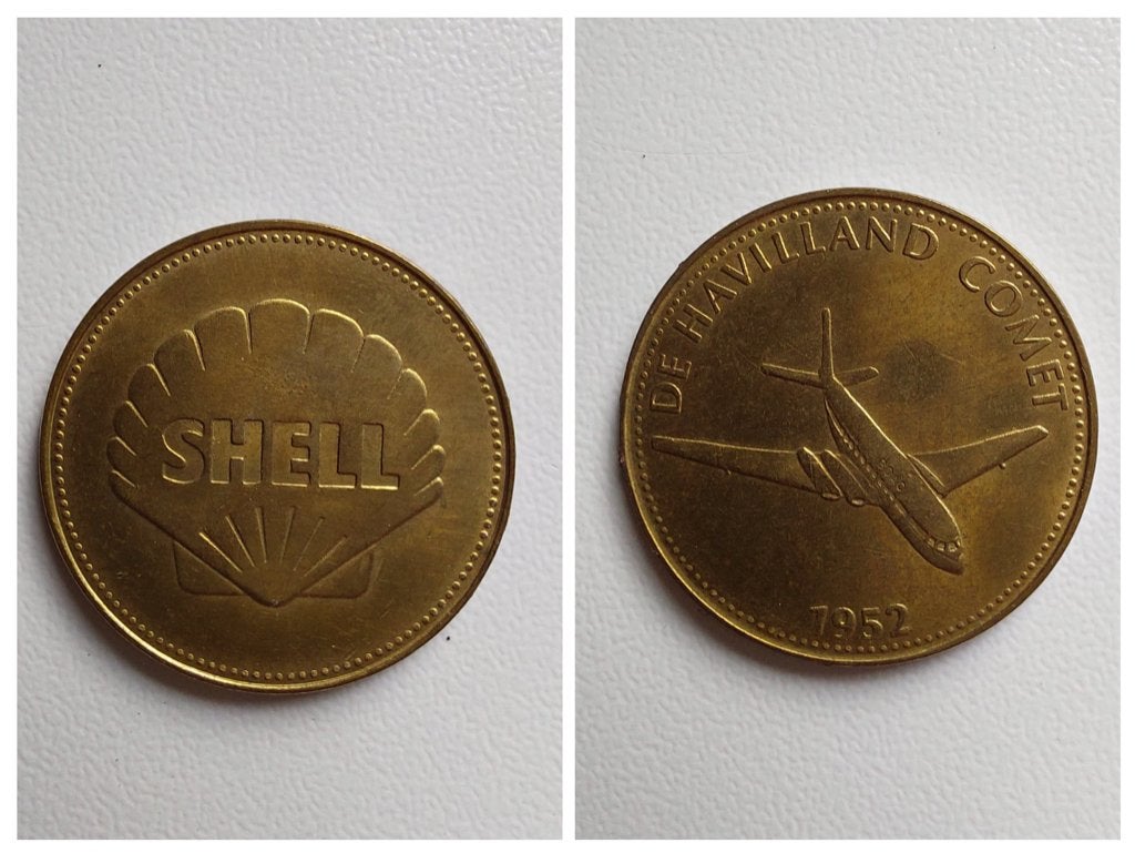 Shell munt 1952 met De Havilland Comet 1 stuks, Ophalen of Verzenden