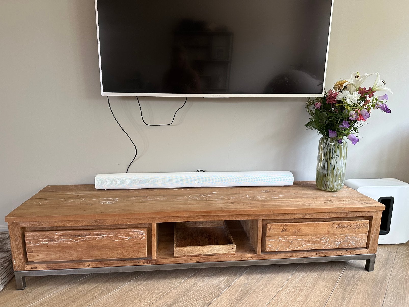 Tv-meubel dresdoir Venetie 180cm Aziatisch teakhout ZGAN, Ophalen, 150 tot 200 cm, Teakhout, Zo goed als nieuw