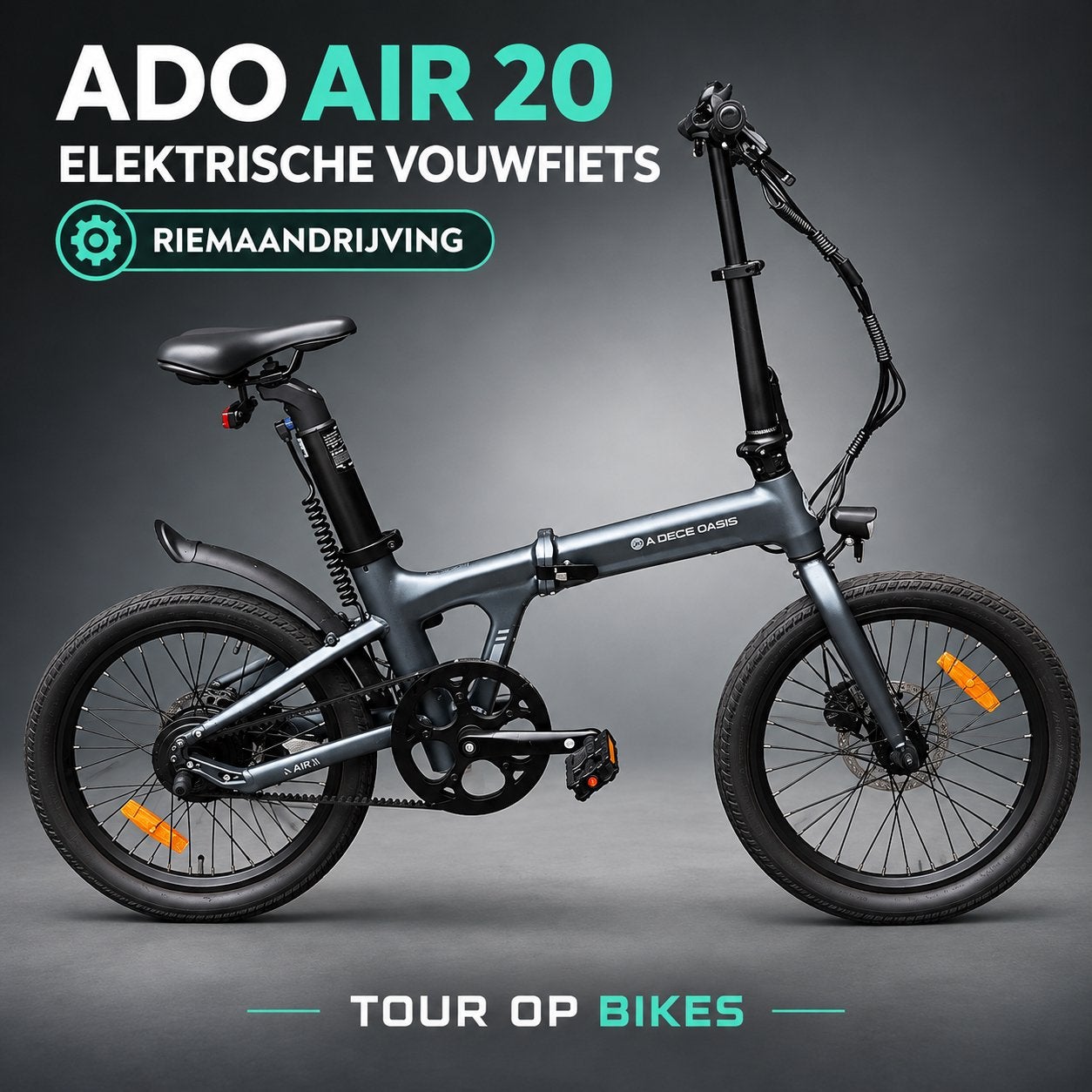 ADO Air 20 elektrische vouwfiets – riemaandrijving 500km, Ophalen, 20 inch of meer, 1062bk, Zo goed als nieuw