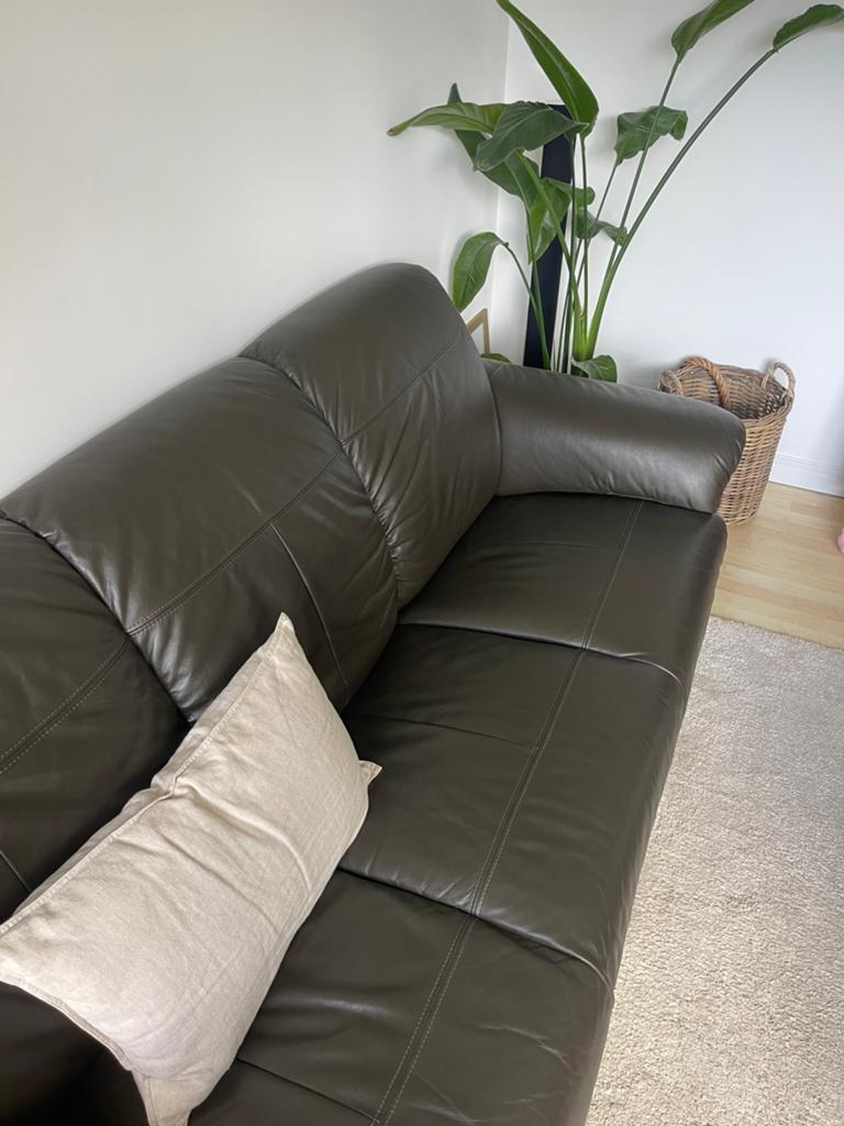 Drie zits bank leder, Ophalen, Tweepersoons, 75 tot 100 cm, Zo goed als nieuw