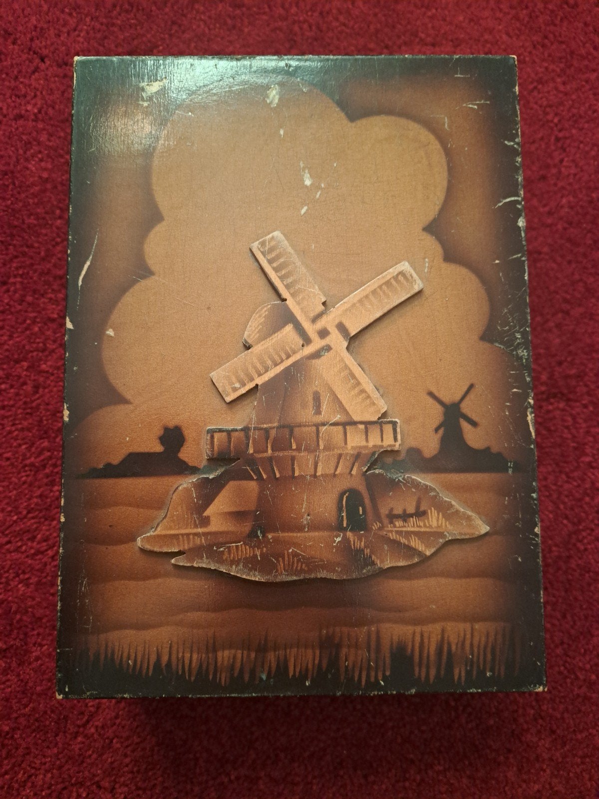 Vintage Scheerdoos met Molen Reliëf - Compleet, Ophalen of Verzenden