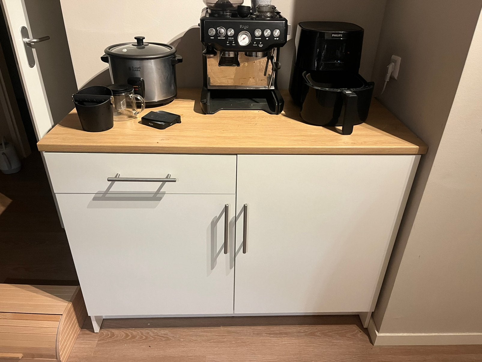 IKEA KNOXHULT keukenblok / onderkast wit houten blad  120 cm, Ophalen, 100 tot 150 cm, Wit, Zo goed als nieuw