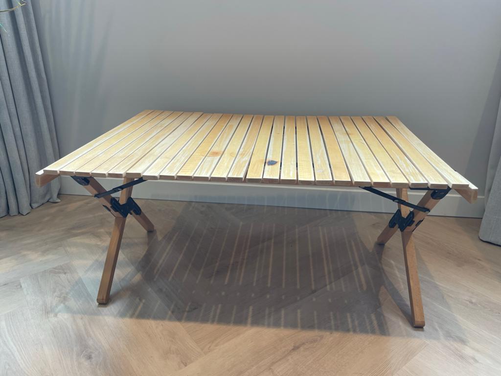 Opvouwbare houten campingtafel van Nigor met draagtas, Ophalen, Gebruikt, Campingtafel